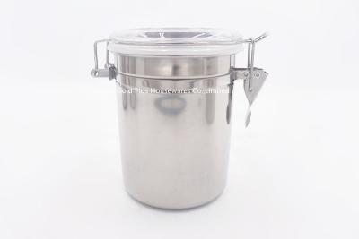 China Tableware stainless steel clamp canister set with clear Lid healthy and odorless milk powder can for sale
