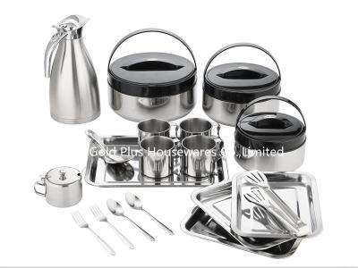 中国 19pcs Kitchen appliances nonstick food warmer lunch box container coffee pot & mug stainless steel carafe cutlery set 販売のため