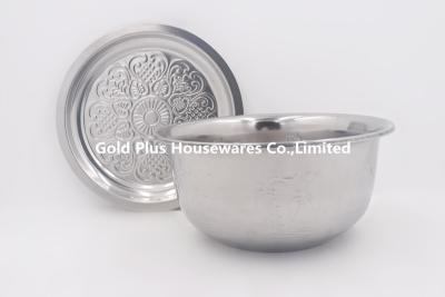 中国 18cm Hot sale kitchen oil basin stainless steel cookware set sauce bowl with flat lid 販売のため