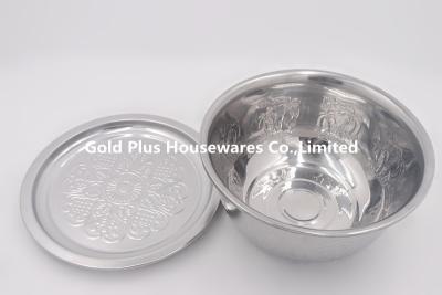 China 20cm Wholesale price big basin stainless steel oil lid basin kitchen water bowl round soup stock pot with cover for sale