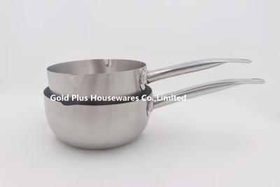 Cina 20cm Home cooking pot stainless steel basting bowl non-stick kitchen sauce pans with long steel handle in vendita