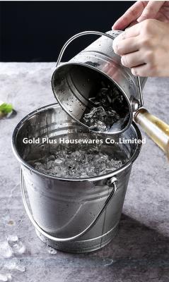 China 0.8L Promotion outdoor stainless steel ice bucket with handle for bar metal champagne beer wine keg cooler à venda