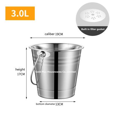 China 0.8-3L Barware easy cleaning stainless steel ice bucket with filter gasket  Home kitchen wine ice bucket for sale à venda