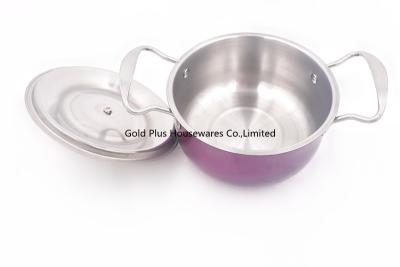 China Colorful kitchen casserole pot set stainless steel cooking pot 18cm sauce pan metal steel cookware sets pot for sale