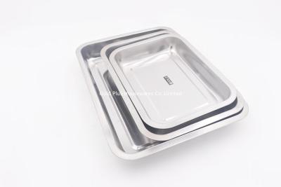 China 27*20cm Dinner dishes for snack stainless steel feeding serving flat tray camping dessert barbecue sets à venda