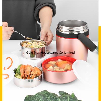 China Keep hot 12 hours stainless steel food lunch box  2.2L pink color food thermos vacuum flask thermos for sale
