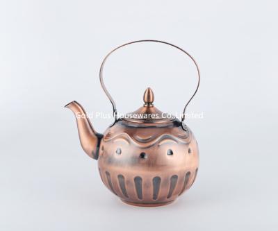 China 14-18cm Hotel stainless steel bronze color water kettle thickened high grade flower pattern coffee pot Te koop