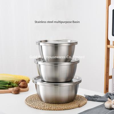 China 4cm Cheap kitchen utensil metal stainless steel 304 mixing bowl different sizes soup deep basin à venda