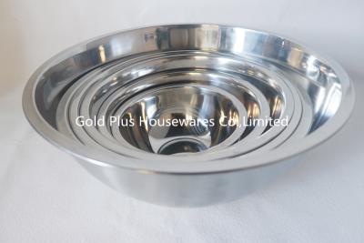 China 24cm Kitchen utensil soup deep basin mirror polishing 201 stainless steel round shape salad bowl à venda
