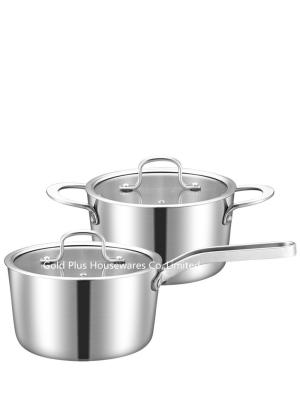 China 16-24cm Restaurant cooking practical stainless steel milk pot &  hot domestic soup pot with glass lid for sale