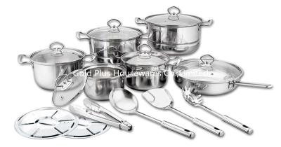 China 18pcs Cookware sets high-temperature firing China style stain with glass lid soup pot & frying pan & steamer for sale