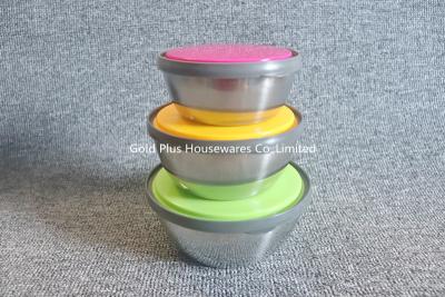 中国 6pcs Different size food box with sealing cover stainless steel salad bowl multi-function egg bowls set 販売のため