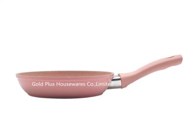 China Business gifts fruit color aluminum baking fry pan 16cm stone marble non stick frying pan with anti scalding handle à venda