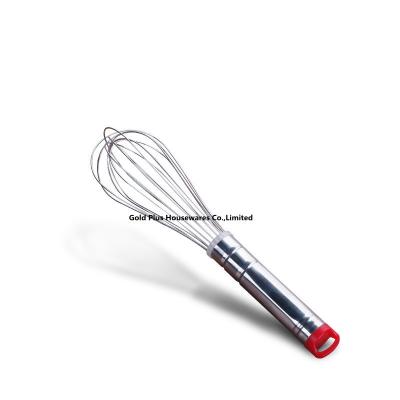 China TV shopping high quality cake egg beater food hand mixer stainless steel whisk manual hand stirrer with steel handle Te koop