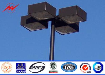 China 10M Blue Square Light Street Lighting Poles 4mm Thickness 1.5m Light Arm For Parking Lot for sale
