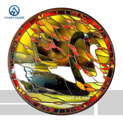 China Villa Farmhouse Stained Glass Custom Size Circular Traditional en venta