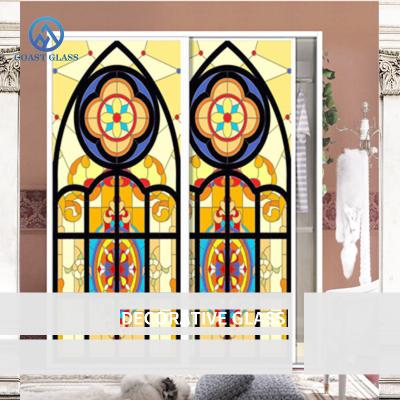 China Decoración de edificios Paneles de vidrio mosaico Arte de ventanas con marco metálico en venta