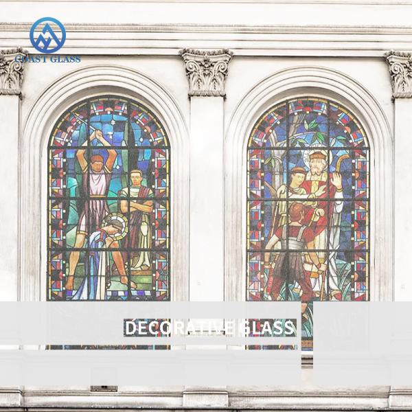 Quality Window Door Skylight Decorative Colored Glass Art Religious Pattern for sale