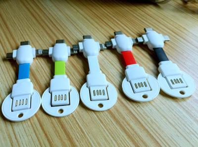 China 3 In 1 White USB Data Charging Cable Flexible With Keychain CE Certificate for sale