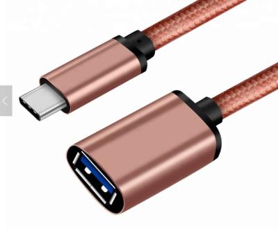 China Shiny Pink 3.1 USB Type C Cable To 3.0 A Female 30 Cm For USB OTG Function for sale