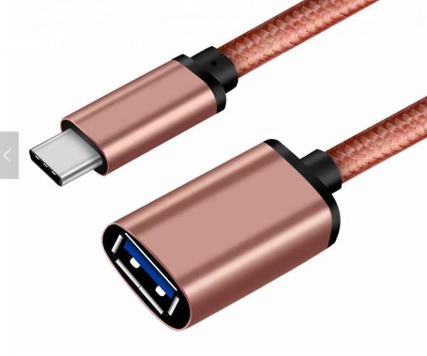 Quality Shiny Pink 3.1 USB Type C Cable To 3.0 A Female 30 Cm For USB OTG Function for sale