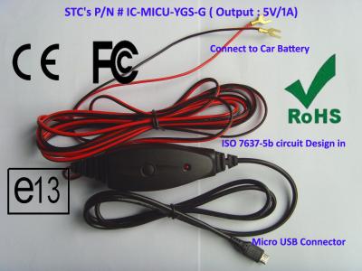 China Cargador del coche de la batería de coche del hardwire el mini USB, 2A hizo salir el cargador rápido del coche del teléfono celular en venta