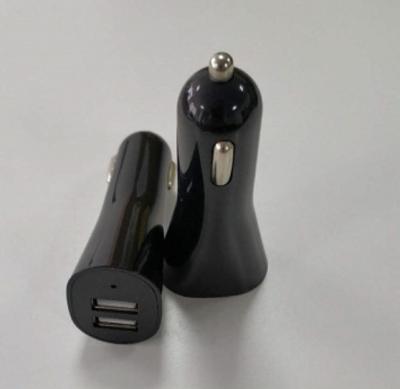China 4.8A Lightning Cable Car Charger Dual USB Sockets ABS Material Black Color for sale