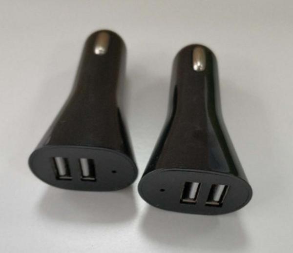 Quality 4.8A Lightning Cable Car Charger Dual USB Sockets ABS Material Black Color for sale