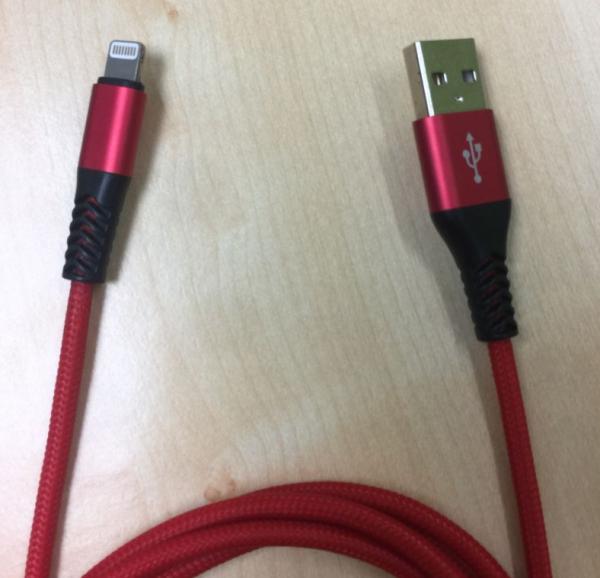Quality Red IPhone Lightning Cable Car Charger Nylon Braided With 8 Pin Connector for sale