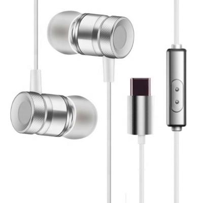 China USB Type-C Earbuds Magnetic Wired In ear Stereo Metal Headphone For HTC U11 Silver for sale