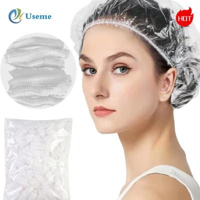 China Lightweight Disposable Shower Cap Plastic Shower Cap Single Use Durable For Travel for sale