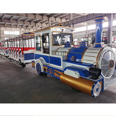 China Popular Metal Train Diesel Battery Train Tour Trackless Guided Route en venta