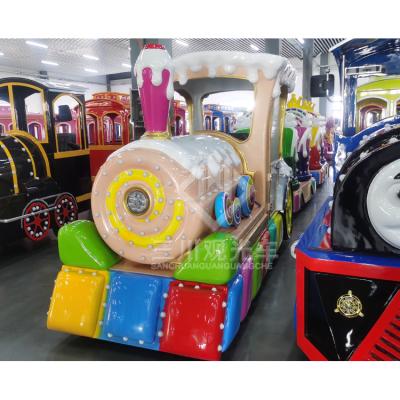 China FRP+steel Shopping Mall Center Business Kids Candy Train Mini Tourist Electric Trackless Attractive Ride à venda