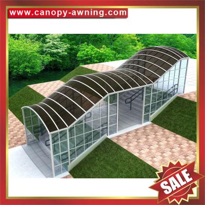 China outdoor alu aluminum polycarbonate pc gazebo patio corridor walkway stairway passage canopy awning shelter cover project for sale
