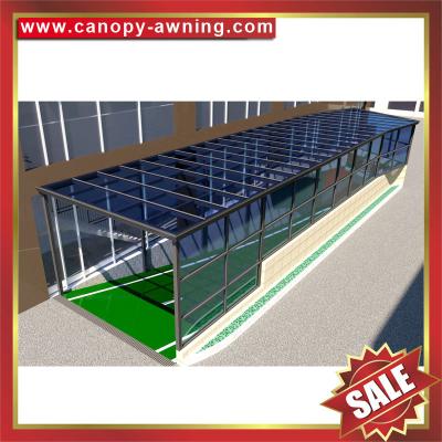 China outdoor alu aluminum polycarbonate pc corridor walkway throughway passage canopy awning shelter cover tunnel project for sale