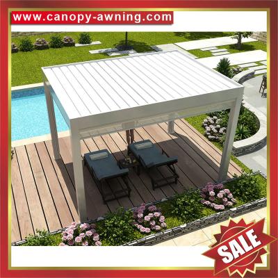 China outdoor Aluminum alu Motorized Opening louver shutter Roof Pergola gazebo pavilion canopy awning shelter for backyard for sale