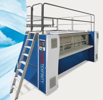 China CLM Texfinity Chest Ironer with 3-pass Heat Exchanger, uses direct drive technology to control the speed of the rolls for sale