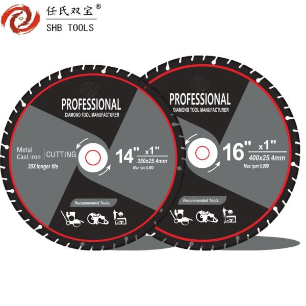 Quality 14" Diamond Cutting Saw Blade 16" Metal Steel Cast Iron Grinding For Road Rescue for sale
