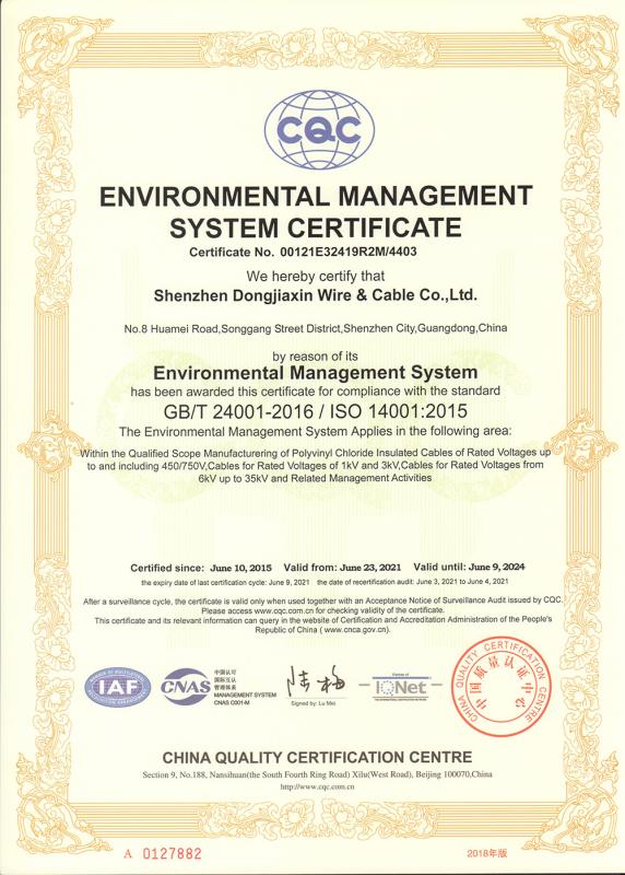 Environmental management systems - SHENZHEN DONGJIAXIN WIRE&CABLE CO.,LTD