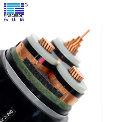 China Voltaje medio del cable acorazado de acero de la cinta de YJV22 3x240mm2 XLPE milivoltio en venta