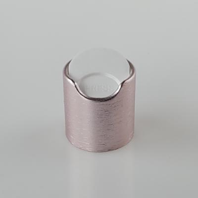 China Brushed Aluminum Disc Top Cap For Cosmetic Package 24mm 28mm for sale