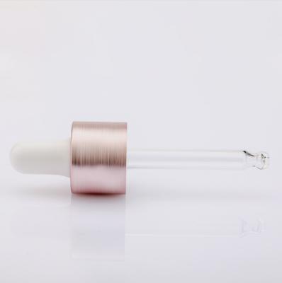 China 20/410 Aluminum Plastic Essential Oil Bottle Dropper Cap Brushed Wire Drawing Pink Color for sale