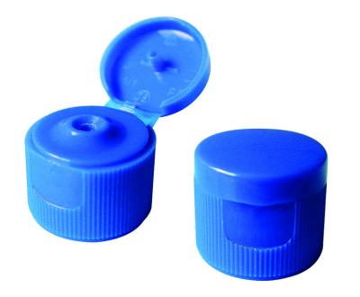 China Blue Plastic Cosmetic Bottle Caps , 24mm Flip Top Cap For Disinfectant for sale