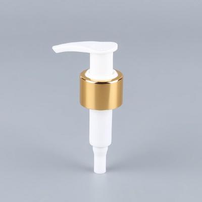 Chine Pompe de lotion de plastique d'or blanc, OEM en aluminium de matériel de pompe de savon de la main 1.2cc à vendre