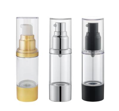 China empty clear Gold Airless Pump Bottle for skincare packaging for sale