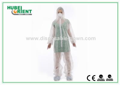 China Acid Resistant White Disposable Coveralls Work Protective Clothing With Hood For Prevent Pollution for sale