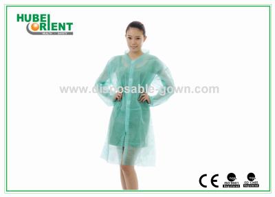 China Green Tyvek Disposable Lab Coats With Nylon Fastener Tape Closure For Prevent Dust for sale