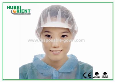 China Non-Woven Disposable soft  Bouffant Caps With Peak Round Hairnet Cap for food industry for sale