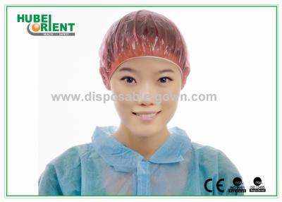China Free Size Colorful Waterproof PE Shower Cap Disposable Easy To Wear For Clean for sale