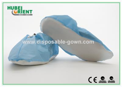 China PP Coated CPE Disposable Shoe Cover White / Blue Anti-Slip Shoe Cover for sale